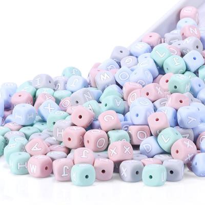 China Eco-friendly new trend product soft chewable Eco-friendly MultiColored character letter silicone 12mm focal bead teethers wholesale for sale