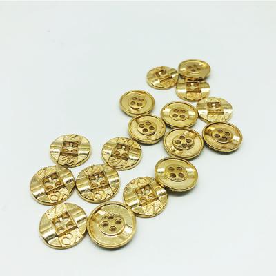 China Zinc Alloy Gold 15mm New Design Viable Custom Metal Two Hole Shirt Buttons For Coat for sale