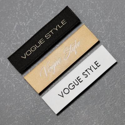 China Viable Customized Private Design Printing Satin Woven Neck Labels Kids Fold Label Clothing Accessories for sale