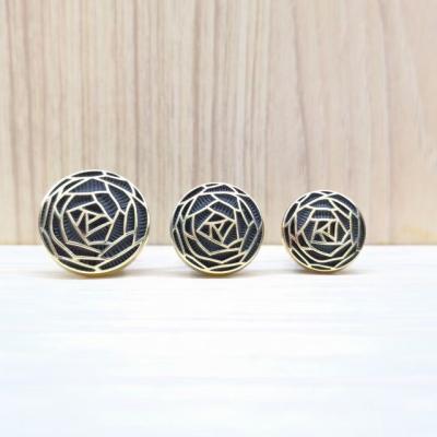 China Viable In Stock Fashion Metal Zinc Alloy 15mm Black Button For Women Suit Button for sale