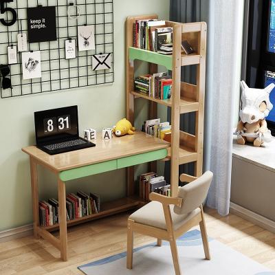 China Assembly OEM Factory Wholesale Solid Wood Student Learning Desk With Drawers Table And Shelf Wood Kids Study Desks For Kids for sale