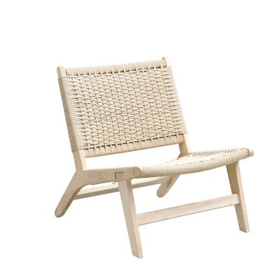 China Wholesale Warm Nordic Style Bedroom Foldable Modern Vintage Rattan Saddle Solid Wood Reclining Living Room Dining Chair for sale