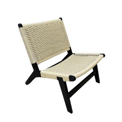 China Wholesale Nordic Modern Solid Ash Rope Extended Chairs Living Room Handmade Rattan Wood Lounge Chair Convertible for sale