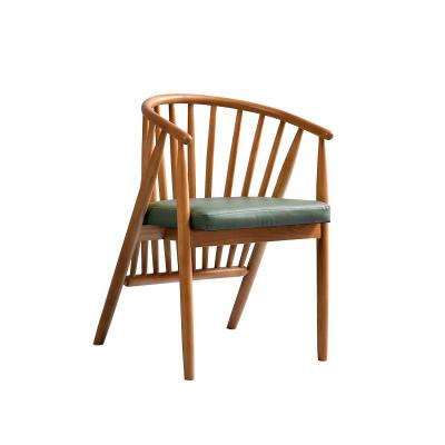 China Factory OEM Brown Seat Armchair Solid Ash Leather Nordic Adjustable Cheryll Modern Wood Bistro(Size) Dining Chair for sale