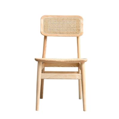 China Color Adjustable Natural Solid Ash Japanese Style Restaurant Back Chair (Height) Rattan Wood Indoor Dining Chairs for sale