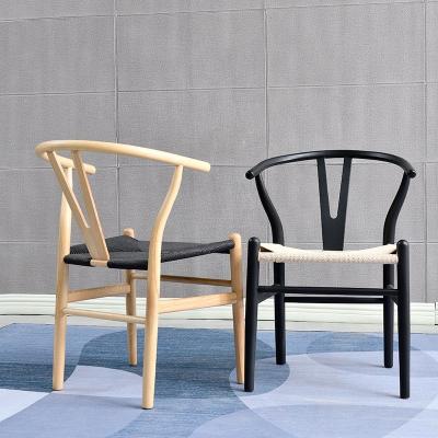 China Nordic Classic Nature Convertible Restaurant Mid Century Beech Wood Y Fork Solid Black White Back Dining Chair for sale