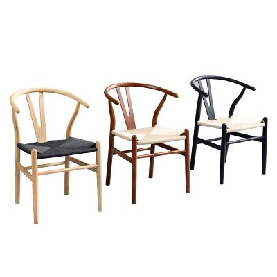 China Factory Wholesale Convertible Solid Ash Mid Century Rope Cushion Handmade Bentwood Fork Dining Chair for sale