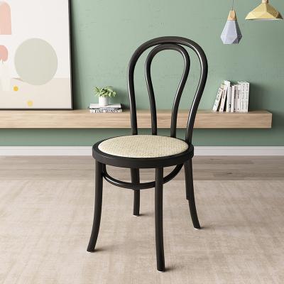 China Wholesale High Quality Adjustable Bentwood Solid Rattan Stack Beech Wooden Chairs (Size) Black Wooden Restaurant Dining Chair for sale