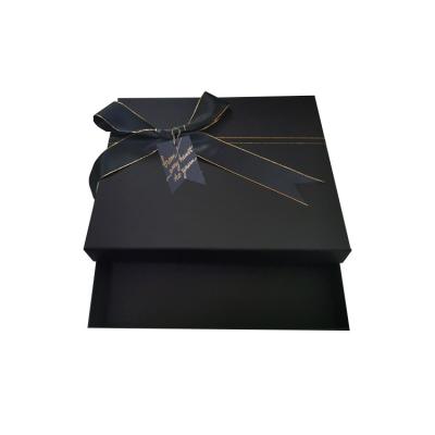 China Wholesale Recyclable Wedding Gift Paper Box Customization Black Bows Gift Box Lid And Base Ribbon Candy Bows For Gift Boxes for sale