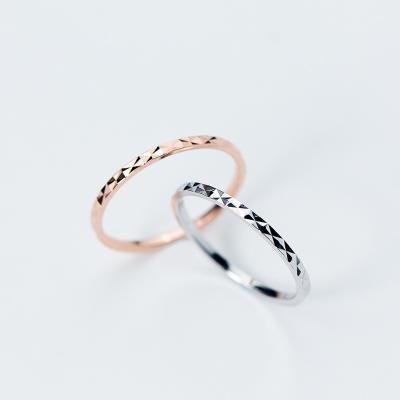 China 0.1CM Width Simple Design Gypsophila S925 Women's Cute Geometric Rings Rose Gold Color 925 Sterling Silver Thin Tail Ring for sale