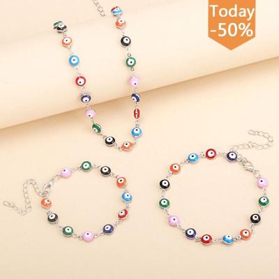 China Wholesale TRENDY Evil Eyes Charm Jewelry Stainless Steel Red Blue 18K Gold Plated Turkish Evil Eyes Bracelet for sale