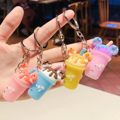 China Wholesale PVC rubber cute boba keychains tea babo 3d key chain promotion gift sublimation key chain for sale