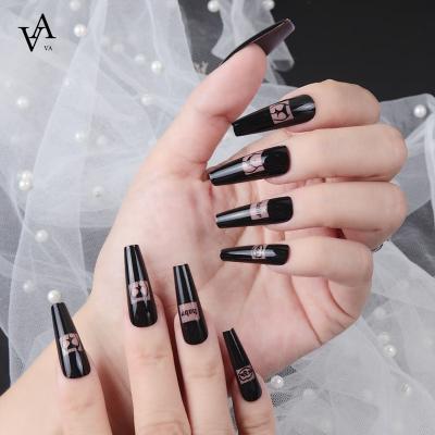 China Wholesale Design Cover Full Tips Ballerina Coffin Shape Artificial Nails Long Press On Nails for sale