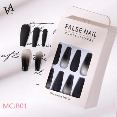 China Easy Apply Long T-Shaped Artificial Nails Gradient Ballet Dull Correction False Nails Custom Press On Nails for sale