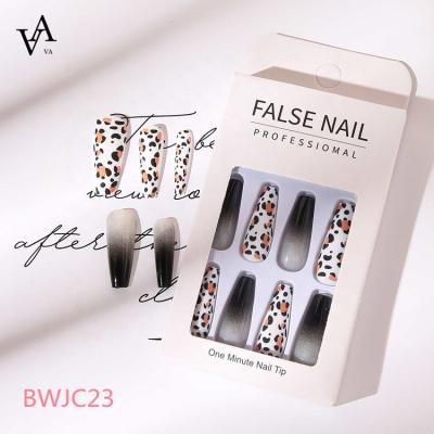 China Easy Apply Free Sample Leopard Ballet Designer Press On Nails False Nails Artificial Nails for sale