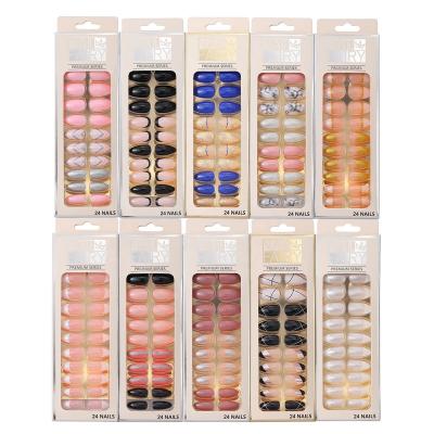 China French Wholesale Custom Luxury 24pcs Matte Ballerina A01-90 Colorful Series Nails Press On False Nails for sale