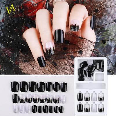 China Easy Apply 24 Boxes Medium Square Custom Press On Nails Artificial Finger Matte Solid Color Fakenail for sale