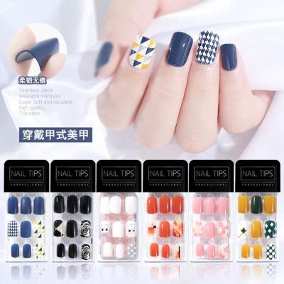 China Easy Apply OEM Private Label 30 Pcs Acrylic Gel False Nail Forms Set Artificial Nails Kit Short Adhesive Nails for sale