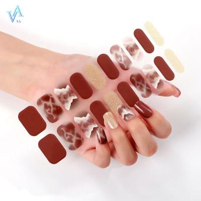 China Easy To Apply And Remove Luxury Eco-friendly Solid Color Nail Wrap Nail Gel Stickers Hot Sale Gel Nail Sticker for sale