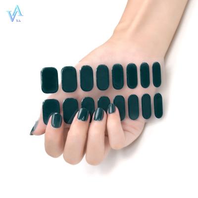 China Easy To Apply And Remove VA Nail Supplier Strips Non-Toxic Durable Semi Cured Gel Nail Wraps Gel Nail Sticker for sale