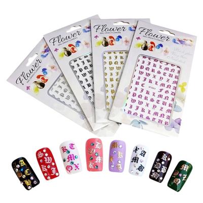 China Luxury 3D Plated Special Pattern Retro Sticker Decals Hot Stamping Nail Art Sticker for sale