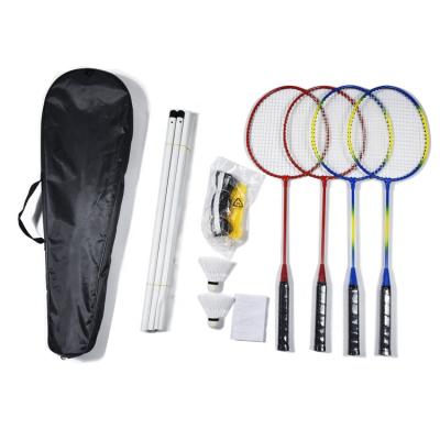 China Eastic & 4 Players Durable Badminton Rackets Set With Shuttlecock, Net, Steel Tube for sale