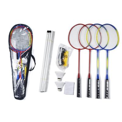 China Playing Sound High Quality 4 Person Training Professional Indoor Outdoor Badminton Rackets Set With Net for sale