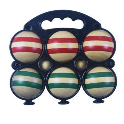 China Custom Heavy But Funny Pine Wood Bocce Ball Game Boccia Set for sale