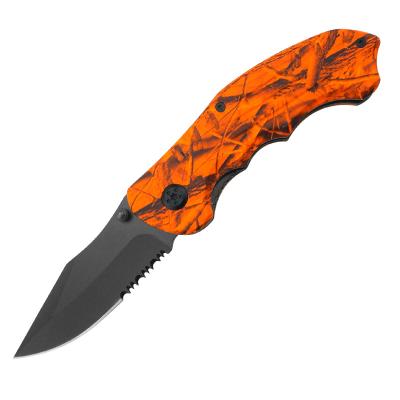 China 4.5 Pocket Knife Camping Knife Non-variable Folding Knife With Orange Camouflage Pattern for sale