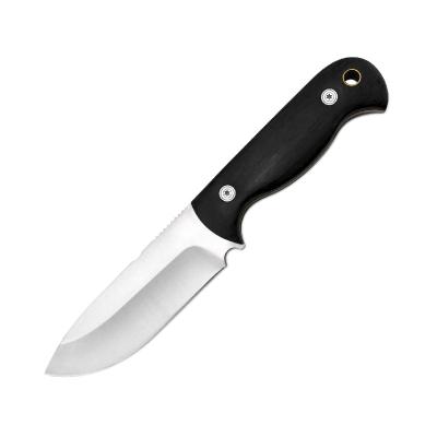 China 8.7 Inch Fixed Blade Camping Knife Non-variable Hunting Knife With Black Pakkawood for sale