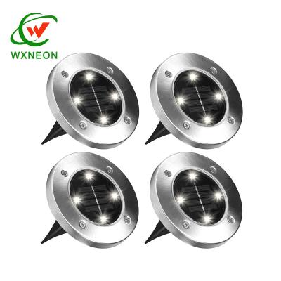 China Outdoor Waterproof Garden Yard Patio Lawn Pathway Garden Landscape Lighting 4 LED Solar Powered Lawn Pathway Ground Lights for sale