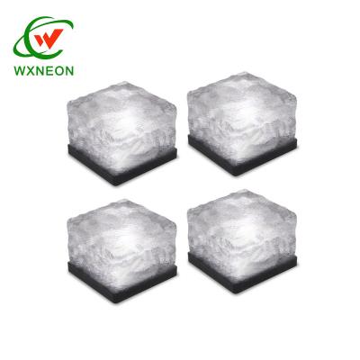 China Garden Waterproof LED Frosted Solar Pathway Glass Brick Underground Lamp for sale