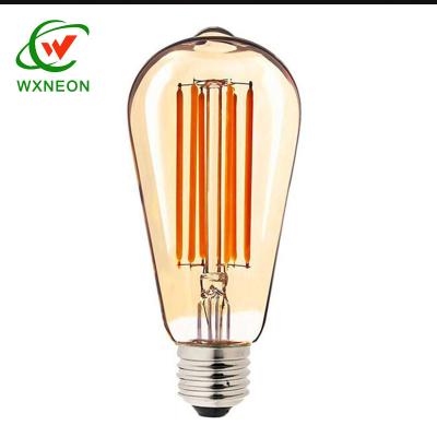 China Amber Color 4000K ST64 LED Filament Energy Saving Garden Light Bulb for sale