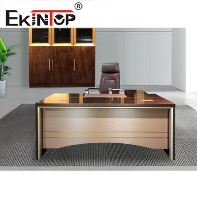 China Escritorio de oficina de pedestal de construcción laminada Mesa de computadora de oficina de acero de metal en venta