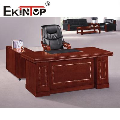 China Supervisor'S Office Furniture Desk Wood Veneer Top Clear Texture Waterproof Paint for sale