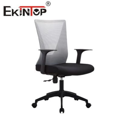 China Ekintop Black Ergonomische Stoel Mesh Seat, Draaibare Mesh Mid Back Office Chair Te koop