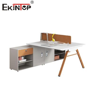 China Discounted Orange White Wooden Employee Workstation With Partitions for sale