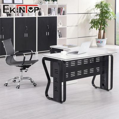 China Office Desk Computer Desk Wood Corner Desk Industrial Style Employee Desk for sale