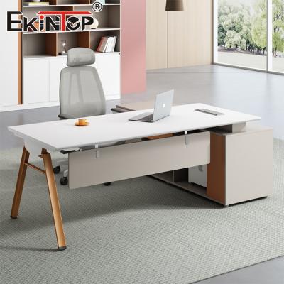 China L-shaped Computer Desk Manager Office Desk Modern Style Acacia Wood Desk for sale