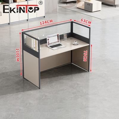 China Wooden Office Desk With Partition Small Desk Table For Employees for sale