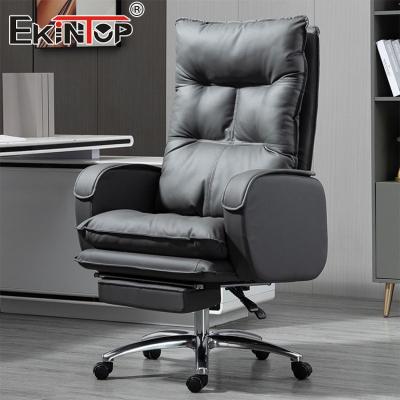 China Adjustable Height Comfortable Leather Office Chair Headrest Home Office Desk Chair for sale