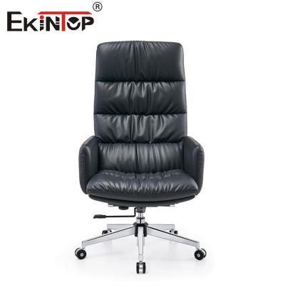 China Black High-Back Leather Office Chair Swivel with Armrests BreakRoom Chairs for sale