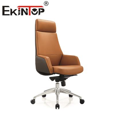 China High Back PU Executive Ergonomic PU Padded Office Desk And Chair Set Vegan Leather Chair for sale