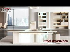 Foldable Office Workstation Furniture Desk Revolving Wood Material