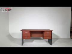 Modern Style Office Desk With Storage MDF Wood Material With Side Cabinet OEM