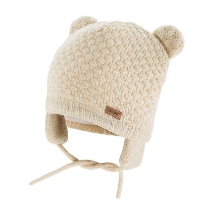 China Cute Newborn Infant Warm Fleece Lind Earflap Winter Toddler Formal Beanie Hat For Baby Kids Knit Hat For Boys Girls for sale