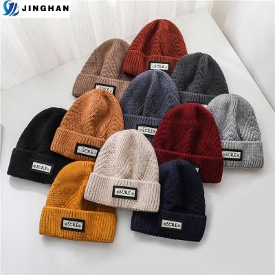 China COMMON Unisex Cheap Beanies OEM Style Simple Fabric Autumn Winter Cotton Knit Warm Hat for sale