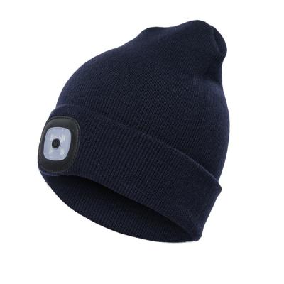 China Outdoor LED Beanie Hat With Light Gifts For Dad Husband Mens He Heated Women Unisex USB Rechargeable Headlight Headlight Hat Warm for sale