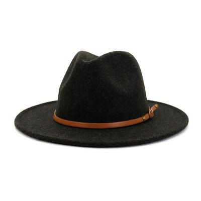 China Women's Formal Lady Classic Wool Felt Fedora Hat Wide Wool Felt Panama Hat for sale