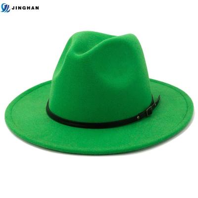 China Manufacturer Customized Logo Designed Premium Character Fedora Panama Jazz Hats With Belt Buckle for sale